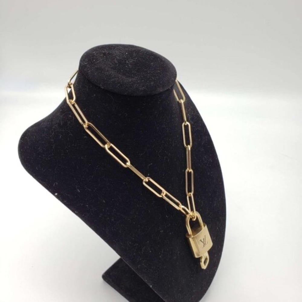 Authentic Louis Vuitton Lock and Key Gold Color with Gold Plated Chain Necklace - Picture 7 of 8